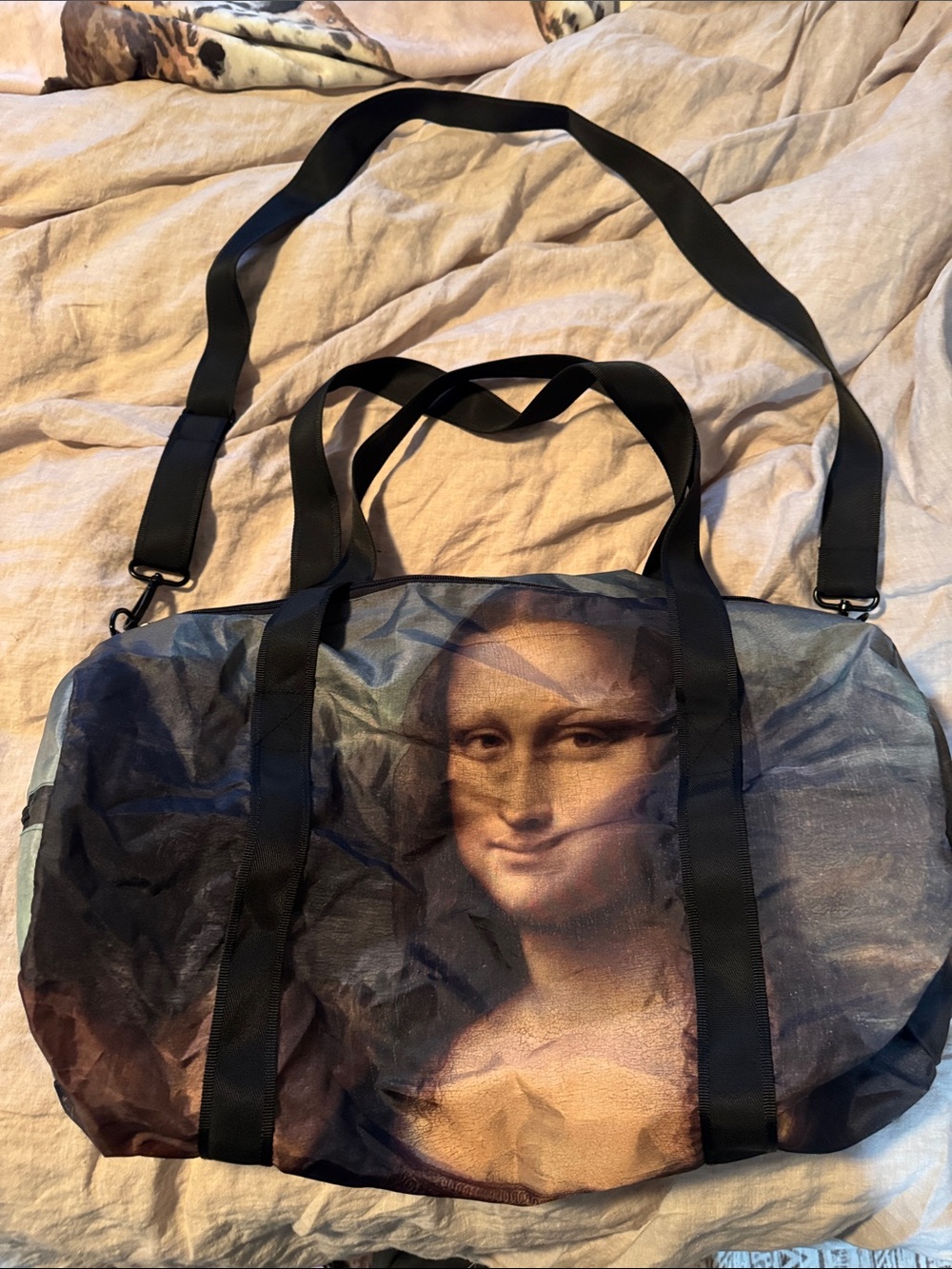 Giaconda-Loqi Black Mona Lisa Print Weekender Bag